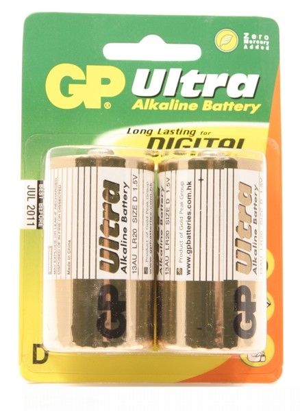 GP Ultra Alkaline LR20 (D Mono) grote staaf, blister 2 (13AU