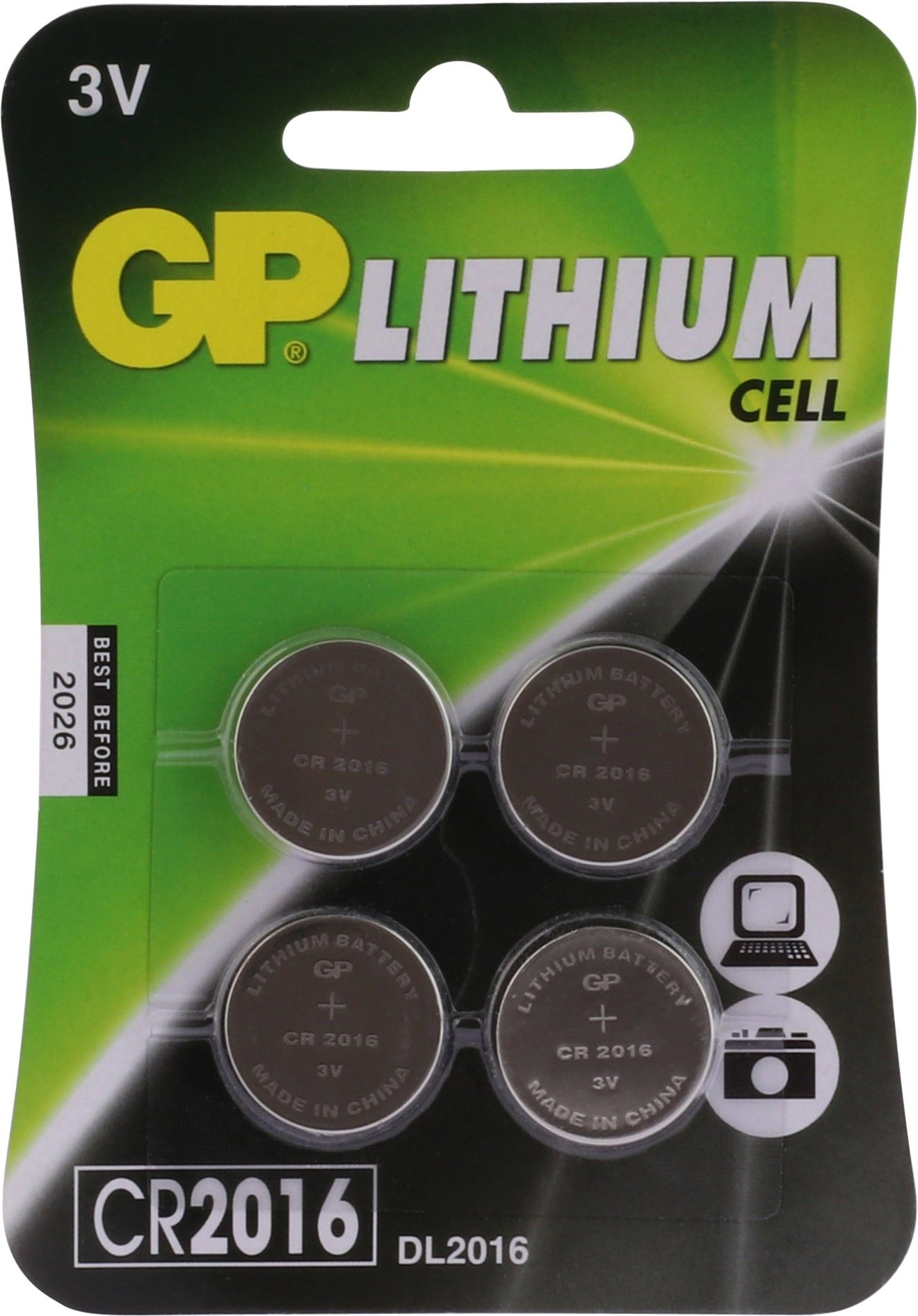 GP Lithium knoopcel CR2016, blister 1x4