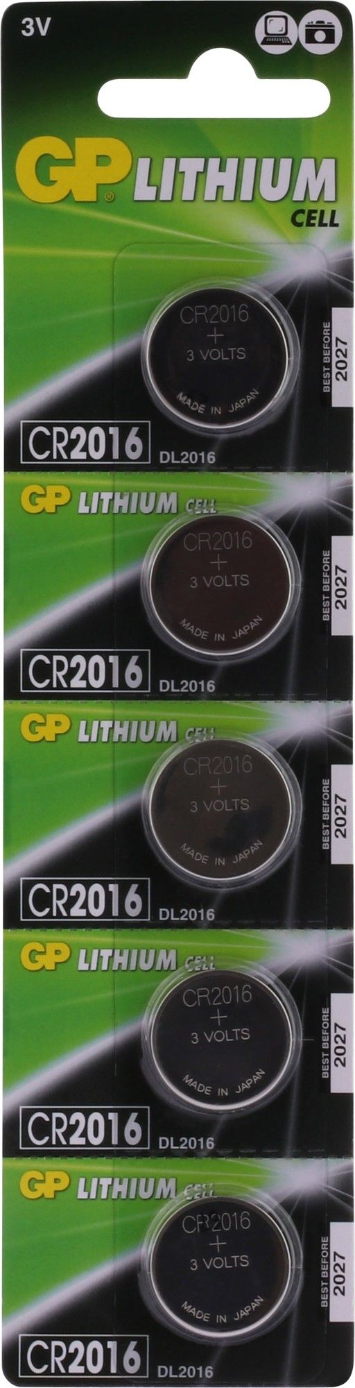 GP Lithium knoopcel CR2016, blister 5x1