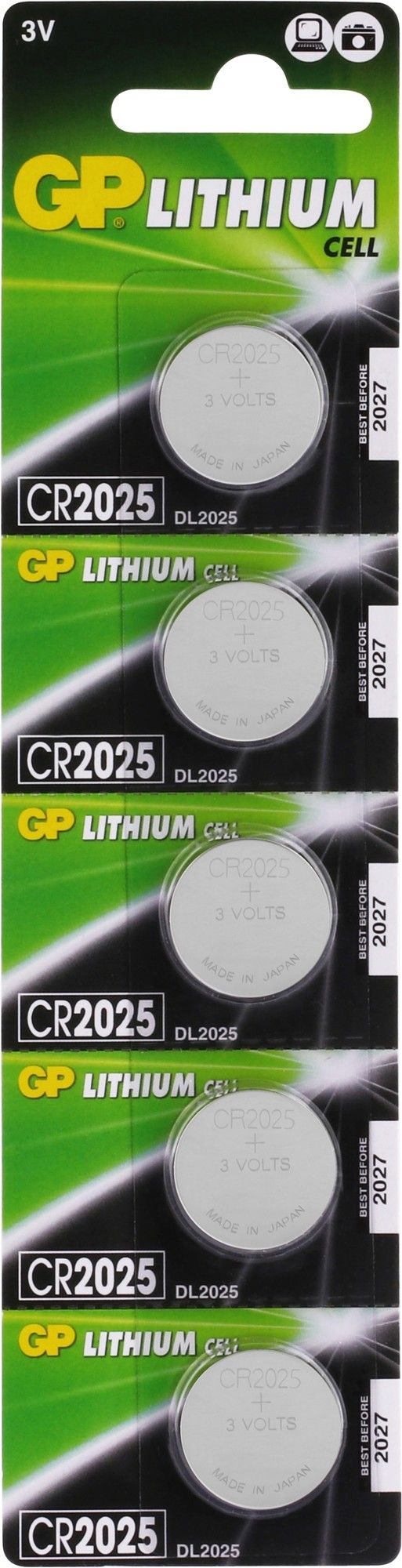 GP Lithium knoopcel CR2025, blister 5x1