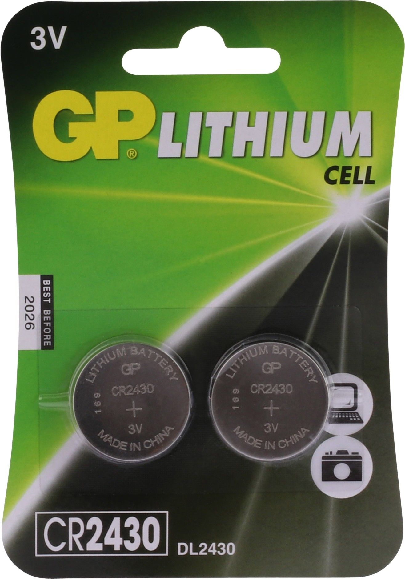 GP Lithium knoopcel CR2430, blister 1x2