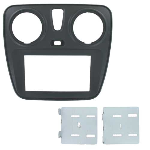 2-DIN frame Dacia Dokker, Lodgy 12- met OEM 1-DIN mat zwart