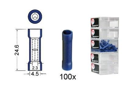 Kabeldoorverbinders blauw 2,3-4,5 mm 100 stuks