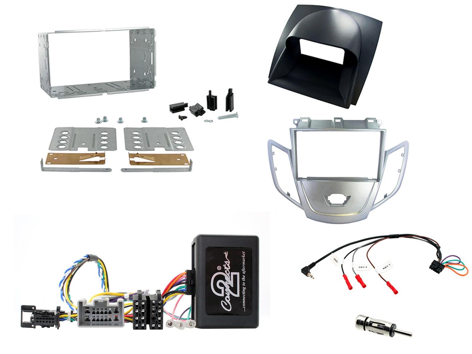 2DIN KIT Ford Fiesta 08-10 zilver frame, display grijs
