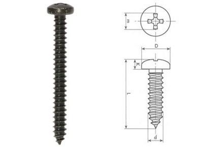 Zelftappende schroeven DIN7981 , 4,2 x 38 mm zwart, 8 stuks