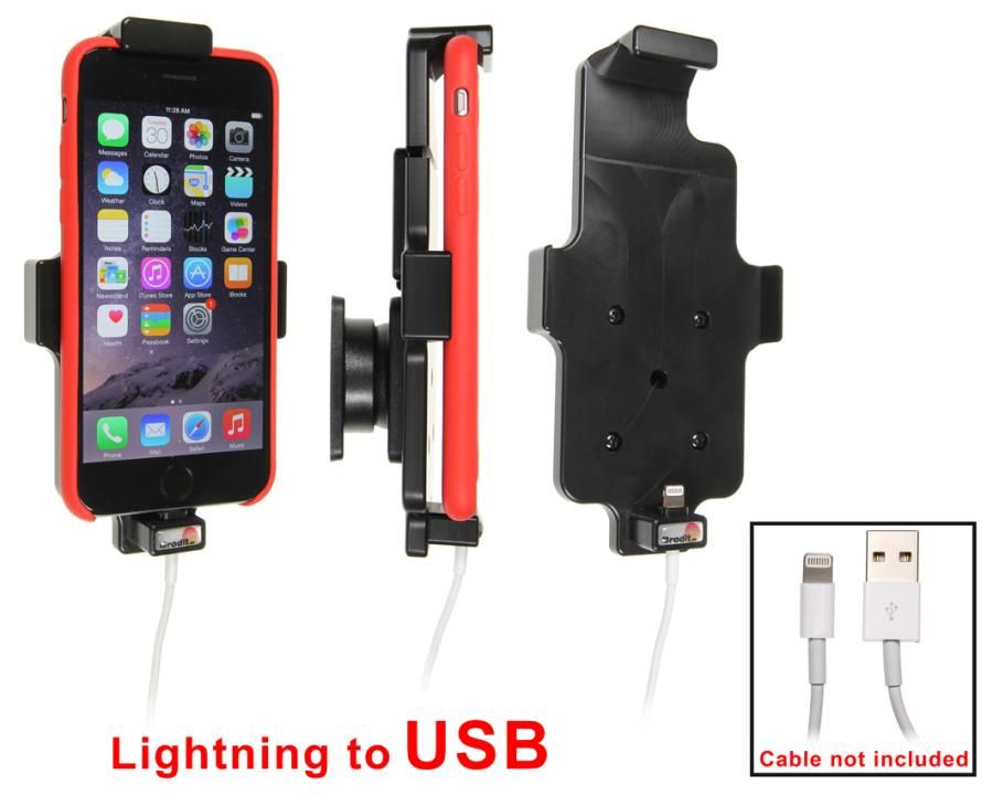 Brodit holder Apple iPhone 6/7/8 with skin (lightning->USB