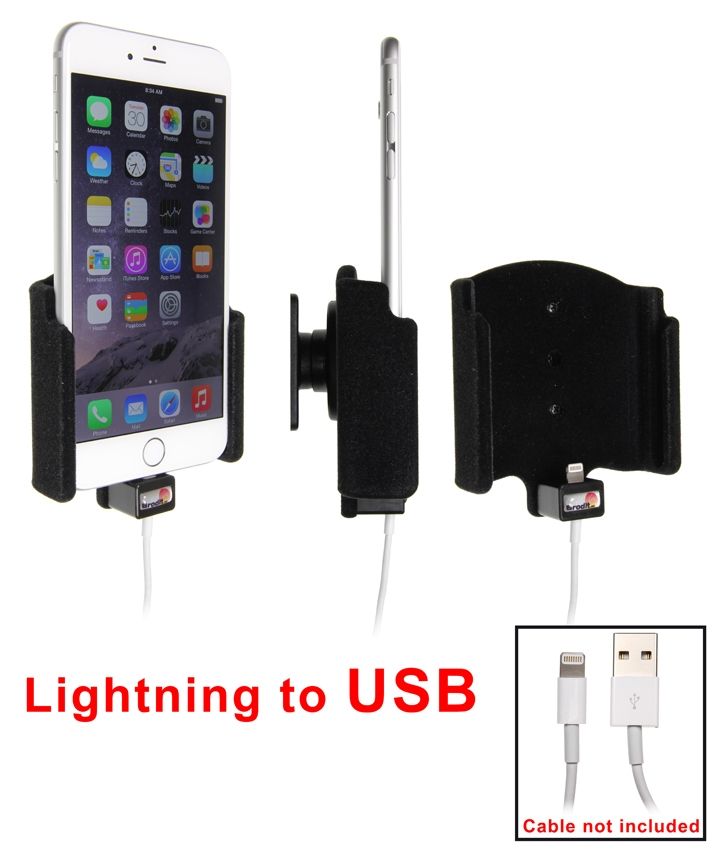 Brodit holder Apple iPhone 8 Plus/Xs Max Padded lightn >USB
