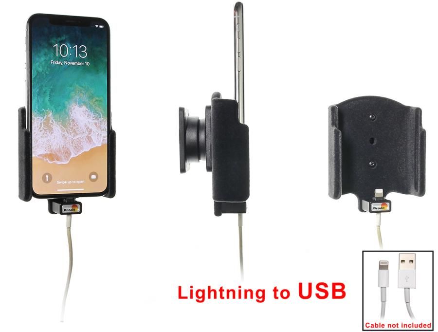 Brodit houder Apple iPhone X/Xs Padded  lightning->USB