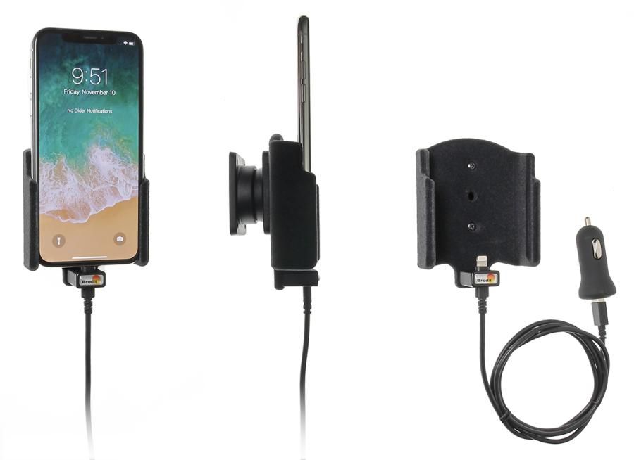 Brodit houder/lader Apple iPhone X/Xs USB sig.plug-padded
