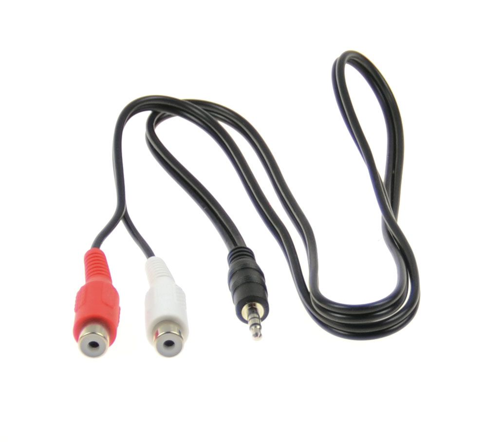 Aux adapter 2xRCA female > Male 3.5mm stereo Jack 75cm