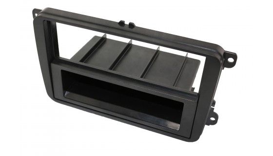 2-DIN frame Skoda, VW Golf 5-6 met bakje, zwart rubber touch
