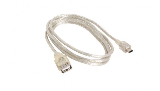 Adapterkabel mini-usb 5-pin M - usbA 2.0 1.5m transparant