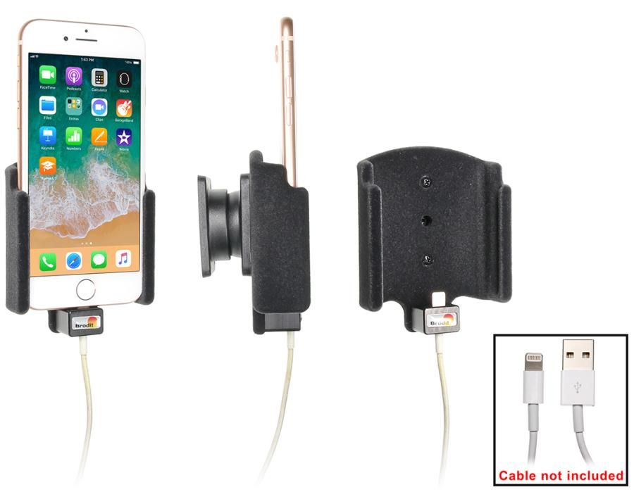 Brodit holder Apple iPhone 8/SE 2 Padded lightning->USB