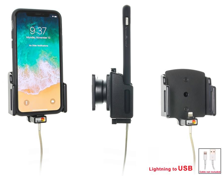 Brodit holder adjust.Apple iPhone X/XR/11 lightning->USB