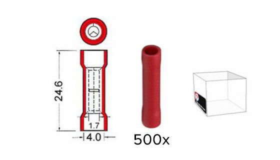 Kabeldoorverbinders rood 1,7-4,0 mm 500 stuks