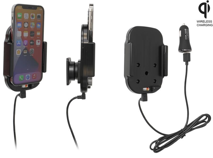 Brodit Active holder Qi Apple iPhone 12/12 Pro USB cig.plug