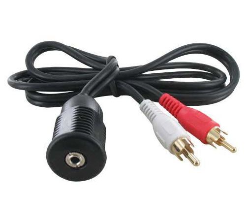 Audio kabel 2x RCA M - 3.5mm Jack F inbouw 0.75m