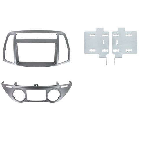 2-DIN frame Hyundai i20 12-14 autom airco, OEM paneel, zilve