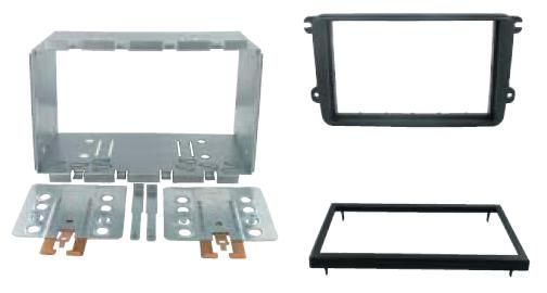 2-DIN frame Skoda, VW Golf 5-6, T5 08-15 met metaal, zwart