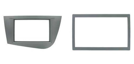 2-DIN frame Seat Leon 05-12 met rand, zilverkleurig