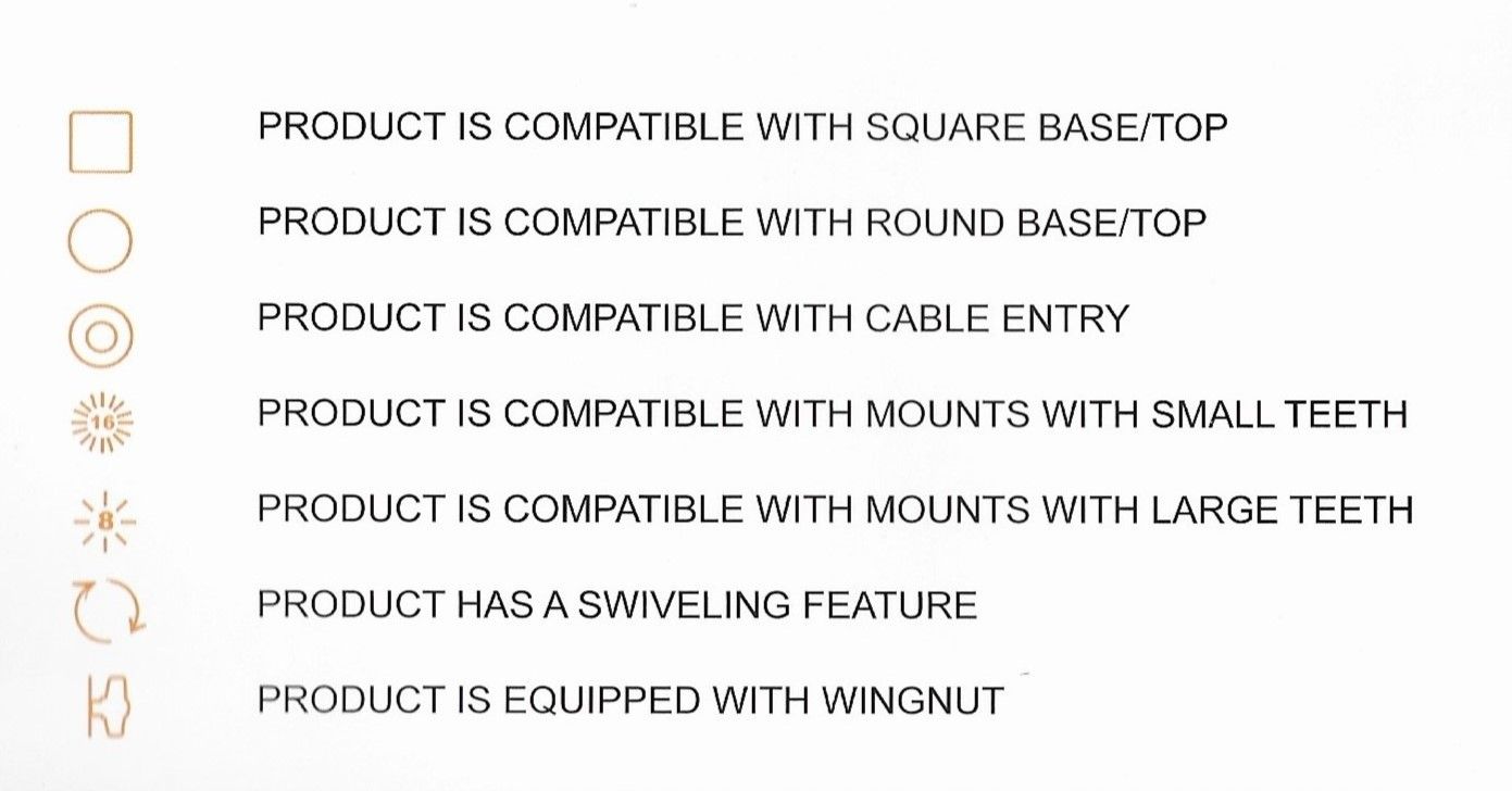 Pedestal Mount Part Kop 45° H:50mm Incl. Schroevenset Black