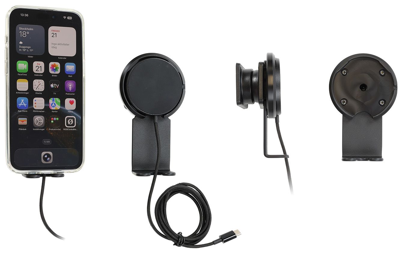 Brodit houder/support met Magnetic Charger Qi2 25W - zwart