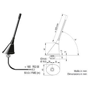 Flexantenne, TETRA (380-430 MHz), FME (m) Nachfolge der 4658