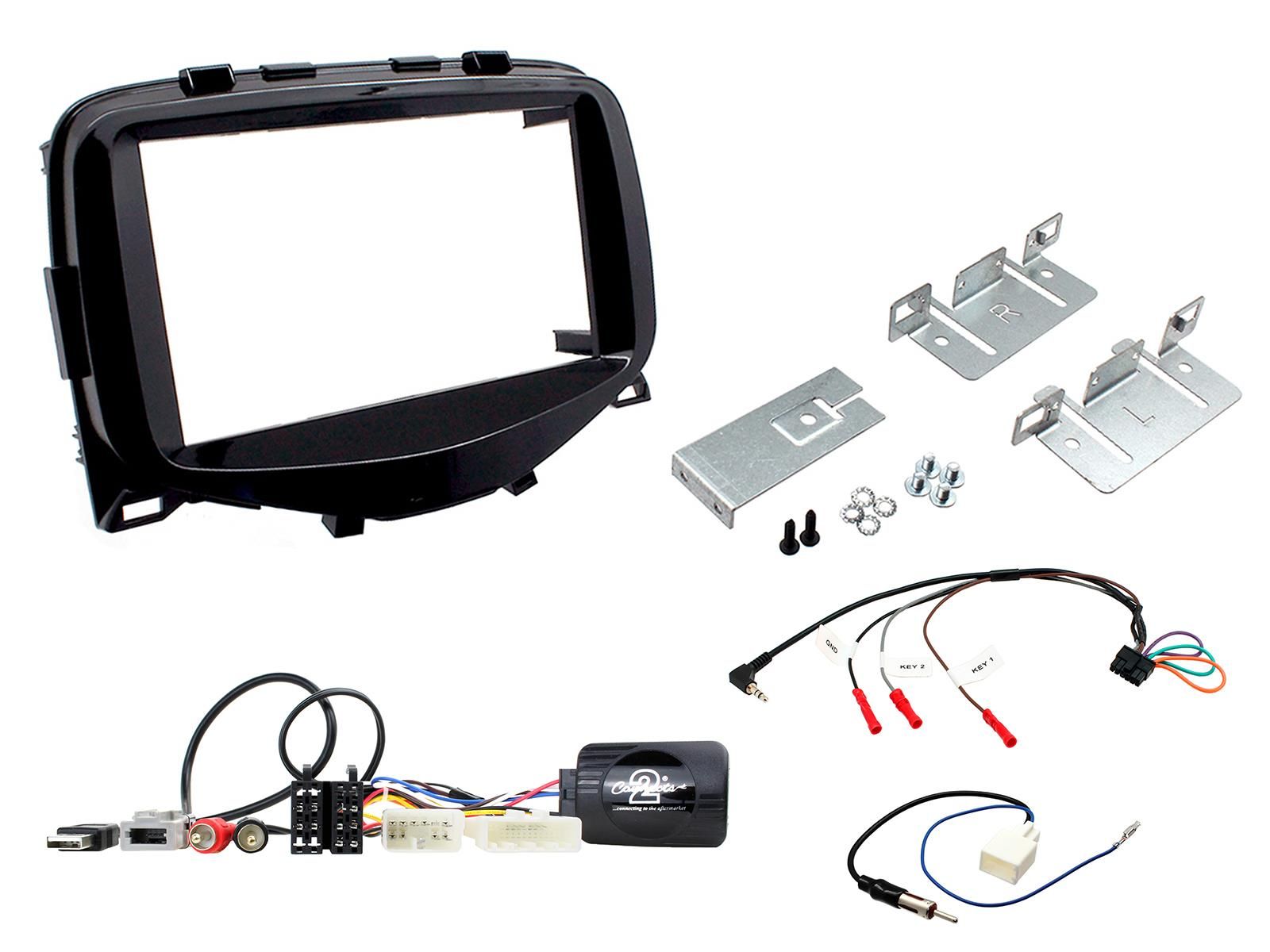 2DIN KIT Citroen C1 14-21 max diepte 150mm, piano zwart