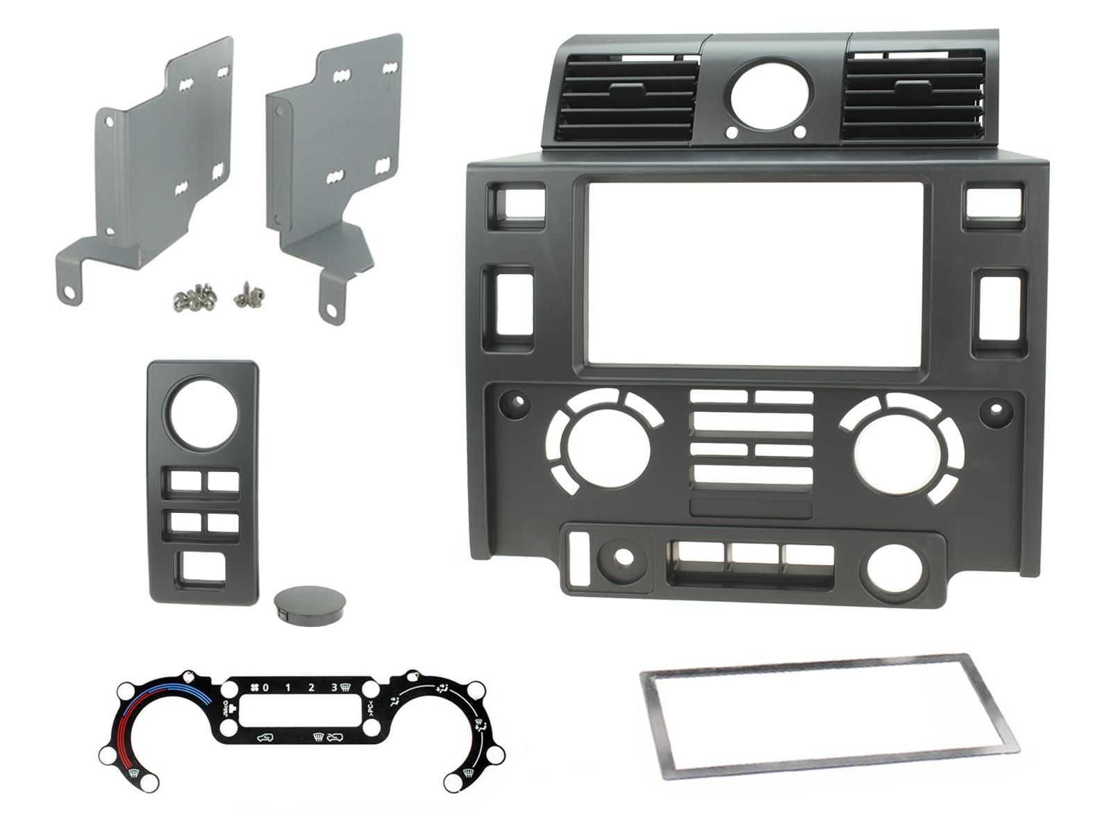 2-DIN frame LR Defender 07-16, zwart retains OEM clock