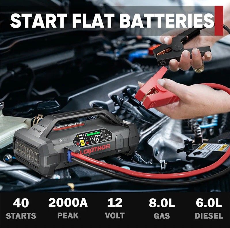 Lokithor JA301 2000A Lith Jumpstarter (74Wh) with compressor