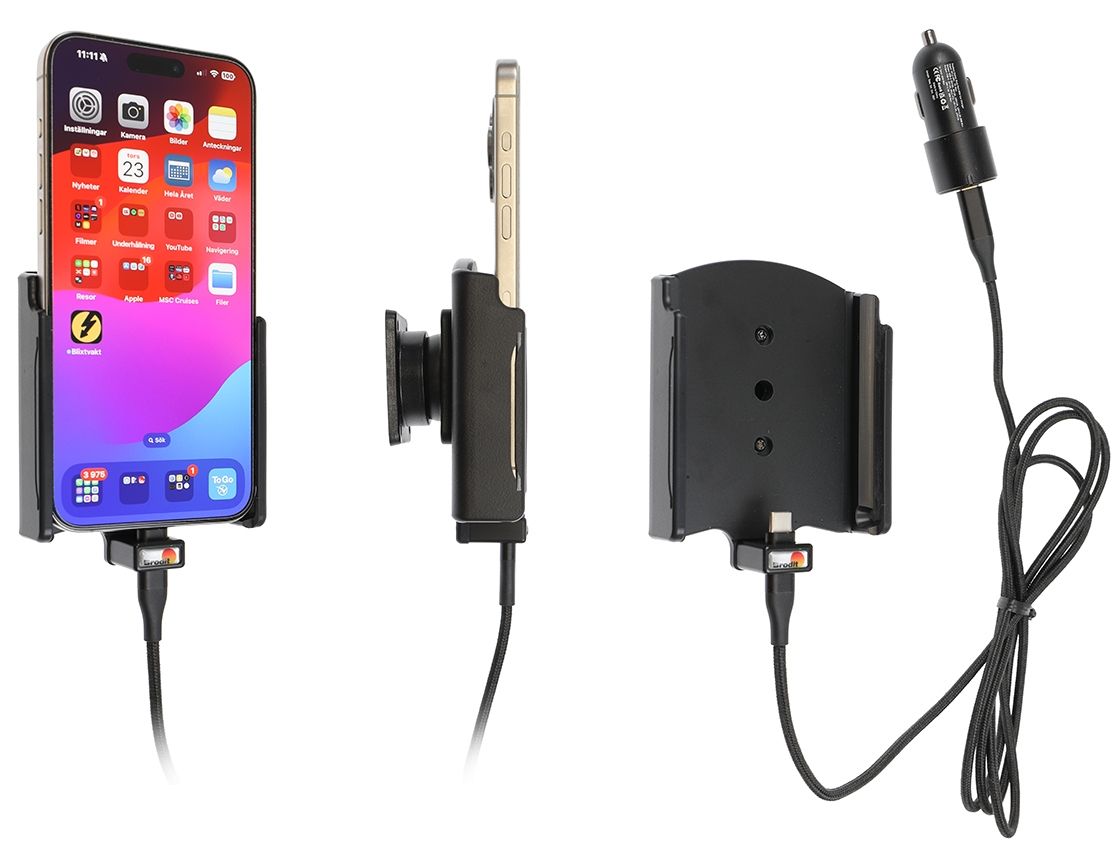 Brodit houder/lader Apple iPhone 15 Pro Max usbC sig.plug