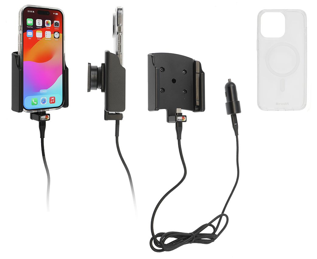 Brodit houder/lader Apple iPhone 15 Pro USB sig - with case