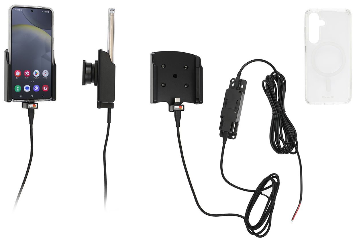 Brodit houder/lader Samsung S24 fixed instal - with case