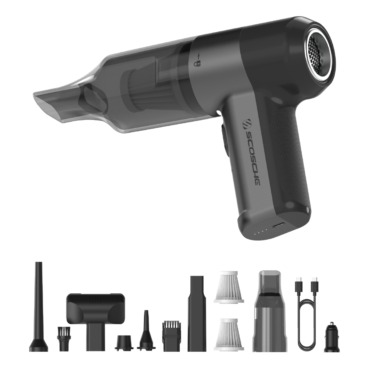 Scosche premium travel inflator, vaccum