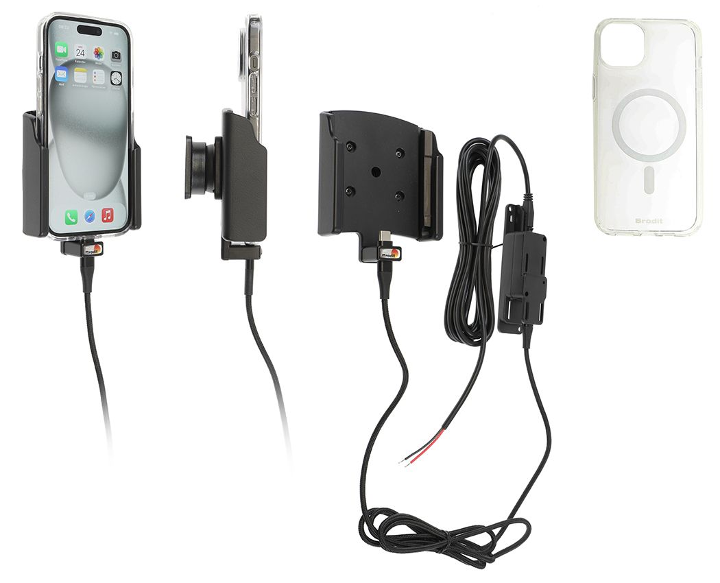 Brodit houder/lader Apple iPhone 15-fixed instal - with case