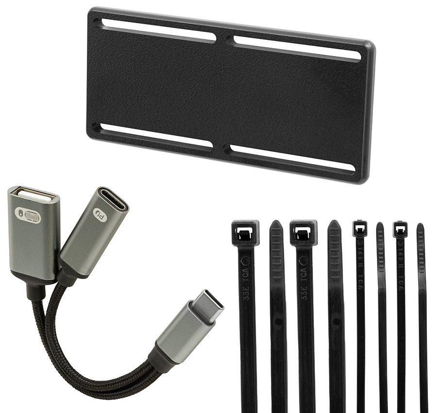 Brodit USB-C Splitter, PD 60W + USB-A Data, with retention