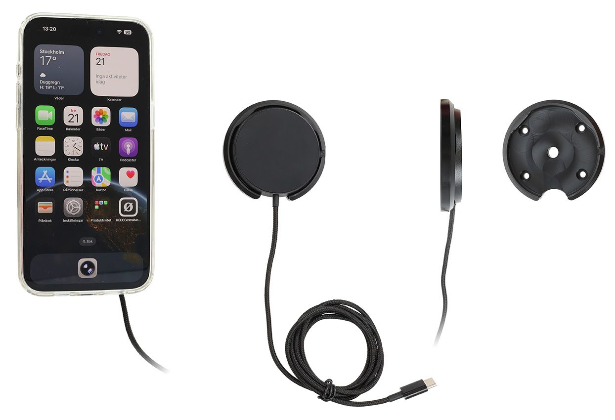 Brodit houder met Magnetic Charger Qi2 25W - zwart