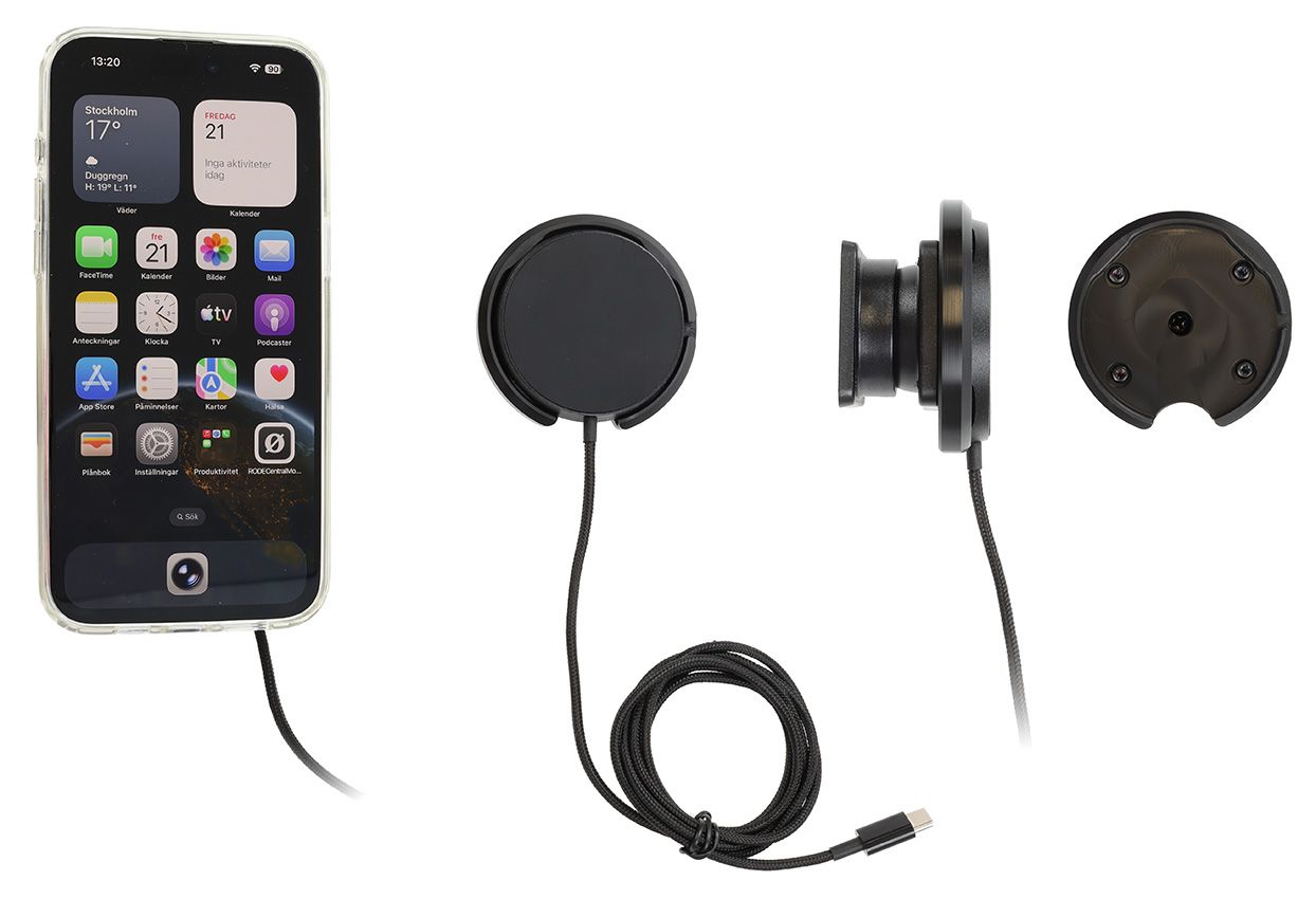 Brodit houder/swivel met Magnetic Charger Qi2 25W - zwart