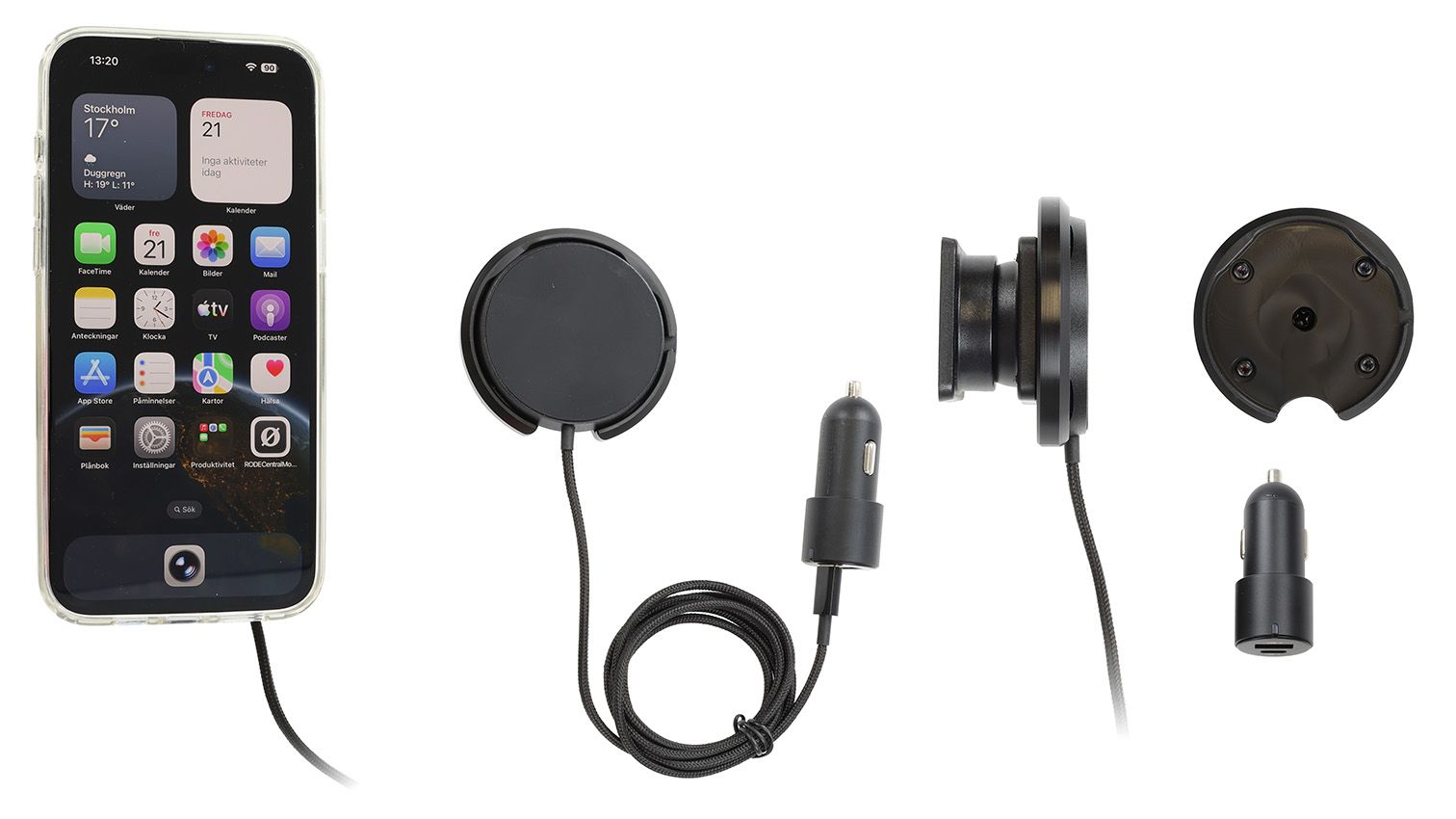 Brodit houder/swivel met Magnetic Charger Qi2 25W zwart/sig