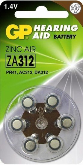 GP ZA312 Hoorapparaat batterij (bruin) blister 6